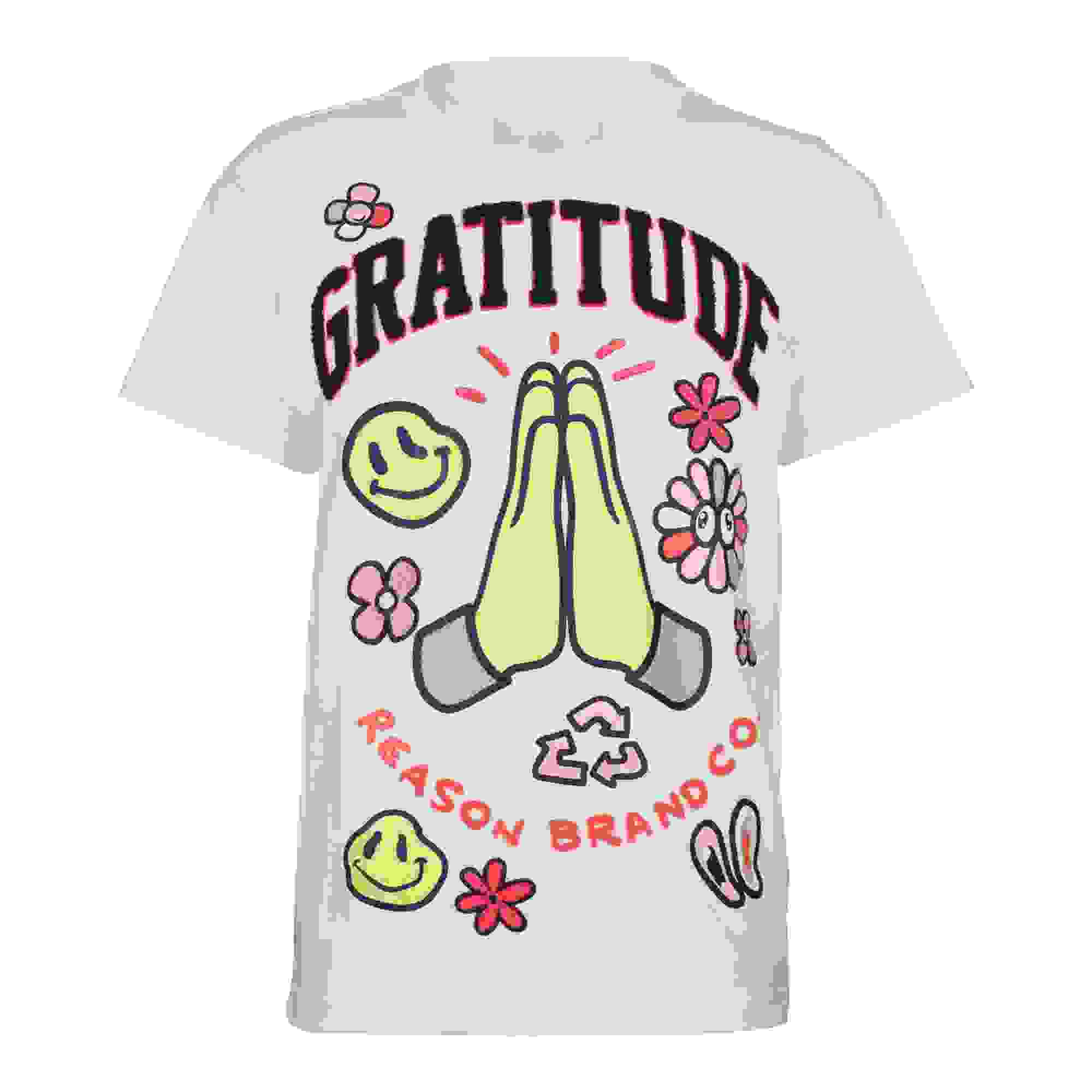 Reason Gratitude Big Girls' White/Pink Tee
